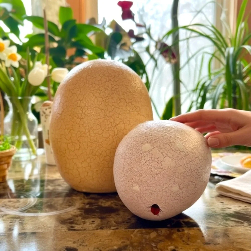 Two papier-mache Easter eggs by Folk artist Natalie Silitch